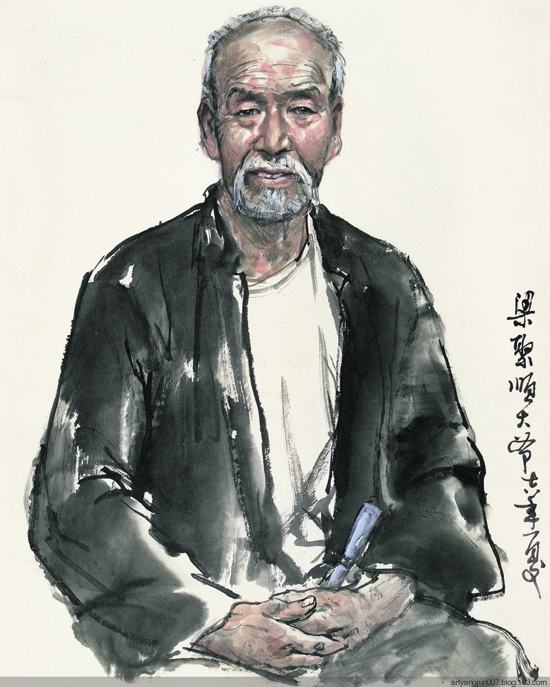 《根在基层 中国梦》---中国画肖像经典之卢沉水墨写生作品 - 杨珺